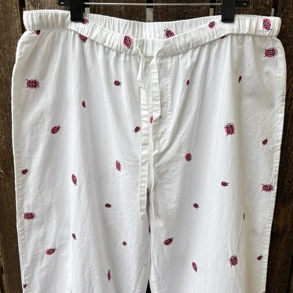 Printfresh + Anthropologie Organic Cotton Embroidery Ladybug Long PJ Set Sz M - Picture 3 of 15